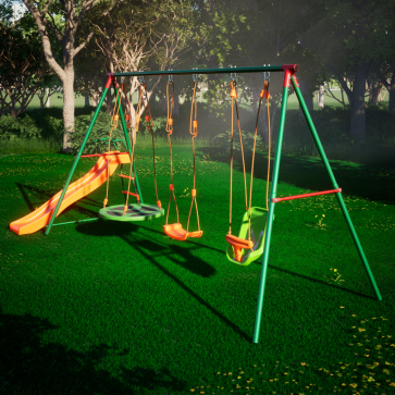 Детский комплекс DFC MULTIPLAY качели: верёвочные, для малышей, гнездо; горка - 10